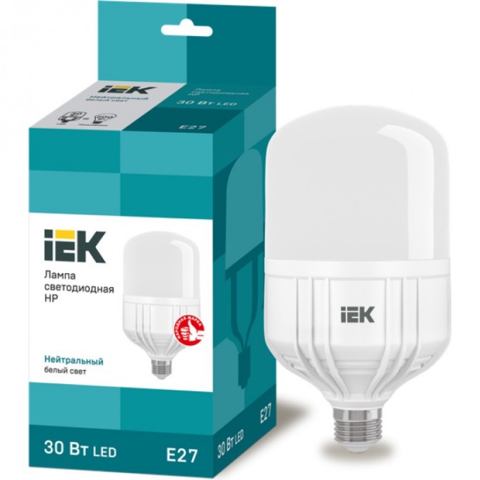 Лампа светодиодная IEK HP 30Вт 230В 4000К E27 - LLE-HP-30-230-40-E27