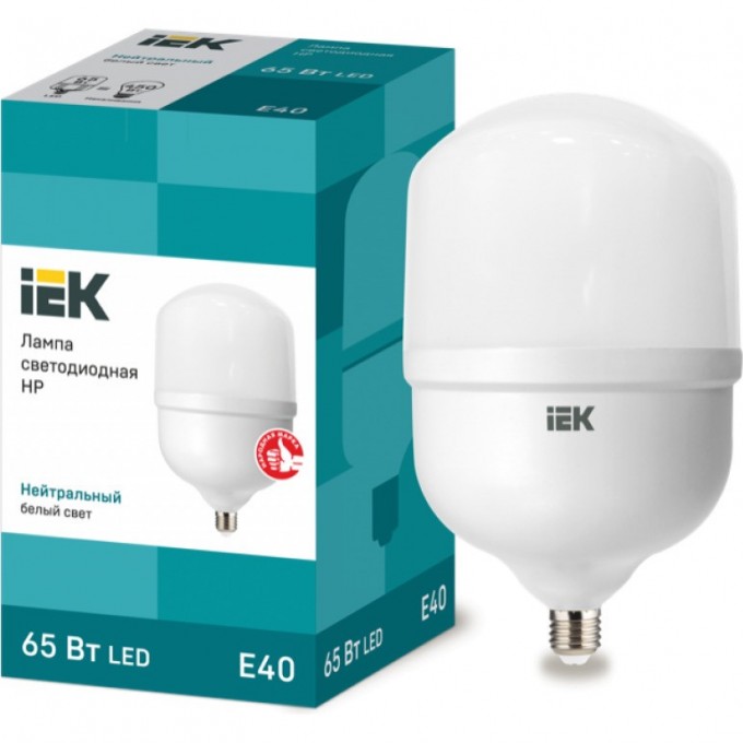 Лампа светодиодная IEK HP 65Вт 230В 4000К E40 - LLE-HP-65-230-40-E40